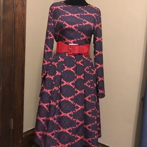 Final price!! Navy & Red Long Sleeve Dress size L
